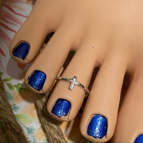 Sterling Silver Cross Toe Ring Midi Ring - Picture 4 of 6